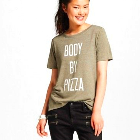 MODERN LUX BODY BY PIZZA SS T-SHIRT OLIVE GREEN GUC SZ LARGE - Picture 2 of 6